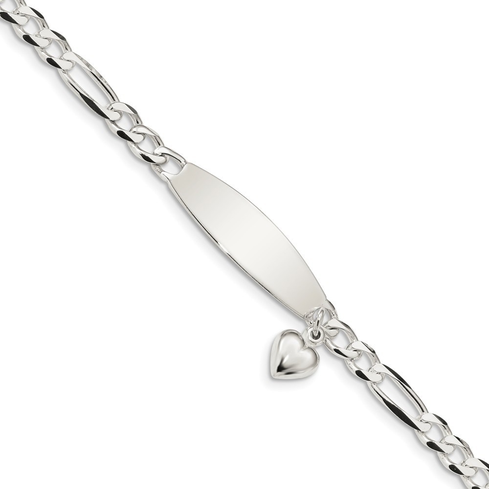 FB Jewels Solid 925 Sterling Silver 7.5Inch Polished Fancy Heart Link Bracelet 